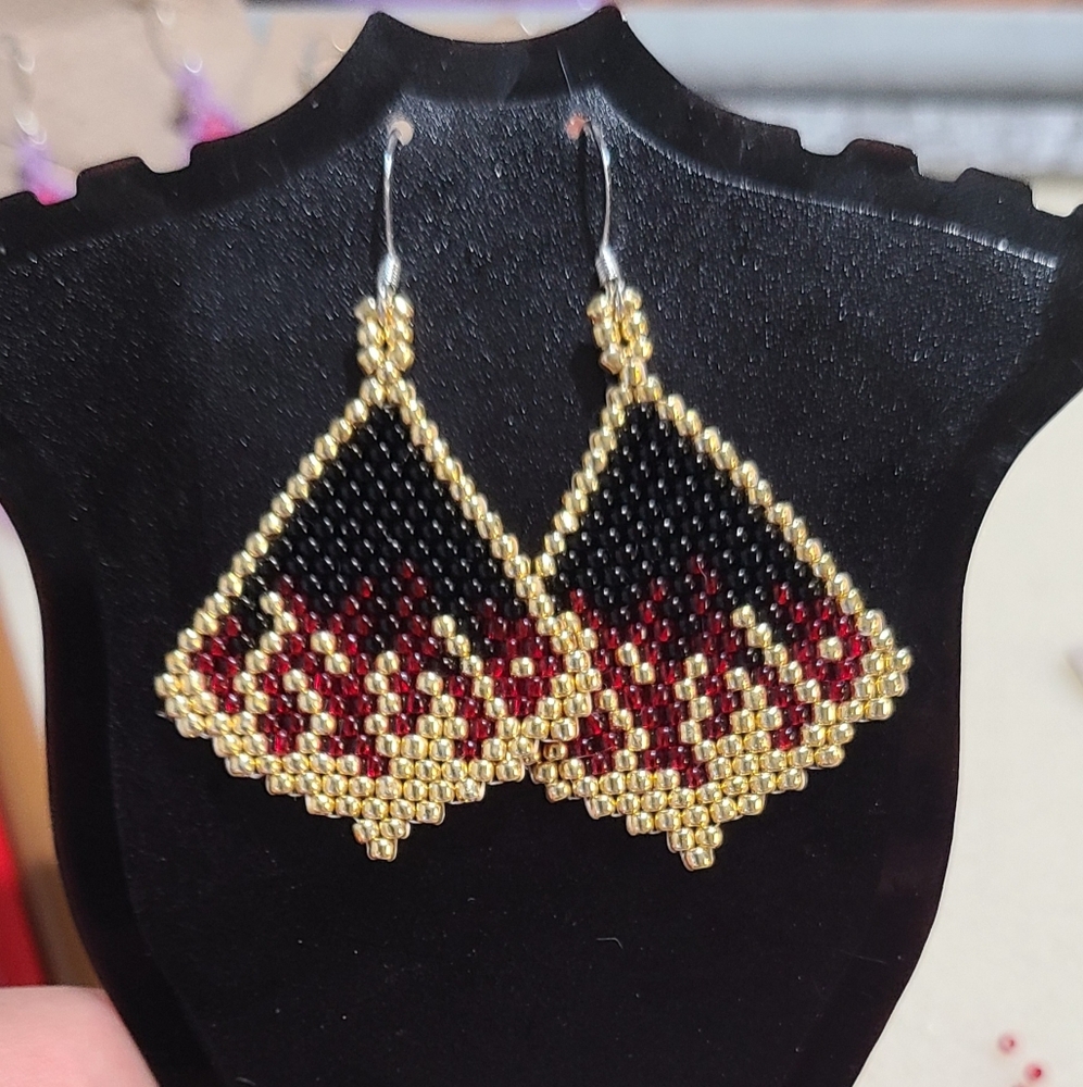Beaded flame earrings